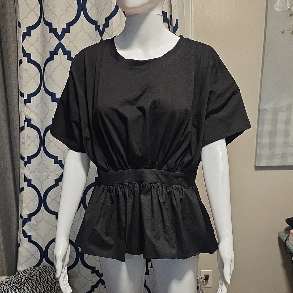 Chic Black Women's Peplum Blouse